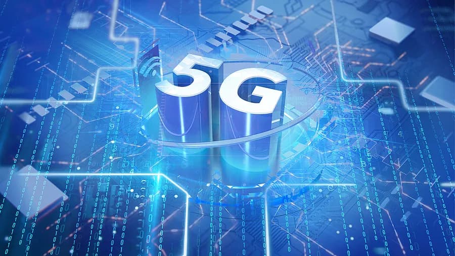 5G-Grafik vor futuristischem Hintergrund
